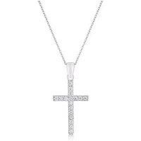 Ernest Jones Sterling Silver Cz Large Cross Pendant
