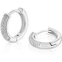 Ernest Jones Sterling Silver Rhod Cz Huggies - One Colour