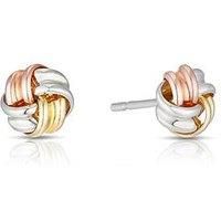H. Samuel Sterling Silver 9Ct Gold And 9Ct Rose Gold Knot Studs 6Mm - Tri-Colour