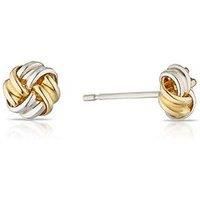 H. Samuel Sterling Silver & 9Ct Gold 6Mm Knot Stud Earrings