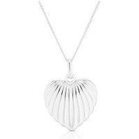 H. Samuel Ss Textured Heart Pendant Necklace 16 2" - Silver