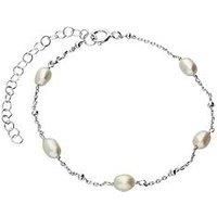 Ernest Jones Sterling Silver Cultured Freshwater Pearl Station Bracelet - One Colour