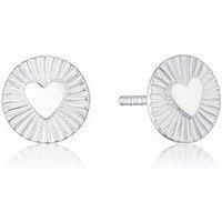 H. Samuel Sterling Silver Heart Disc Stud Earrings