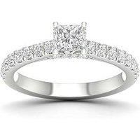 Ernest Jones Engagement Ring 18Ct White Gold & Platinum Solitaire Princess Cut 1Ct Diamond Ring