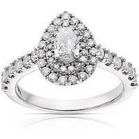 Ernest Jones Engagement Ring 18Ct Gold Pear Cut Halo 1Ct Diamond Ring - White