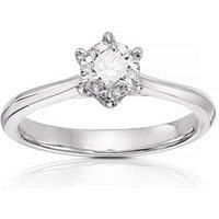 Ernest Jones Engagement Ring 14Ct Gold Six Claw Solitaire 066Ct Diamond Ring - White