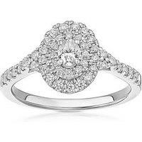 Ernest Jones Engagement Ring Platinum Oval Shaped Double Halo 0.50Ct Diamond Ring