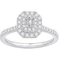 Ernest Jones Engagement Ring Platinum Emerald Shaped Halo 0.50Ct Diamond Ring