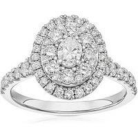 Ernest Jones Engagement Ring Platinum Oval Shaped Double Halo 1Ct Diamond Ring
