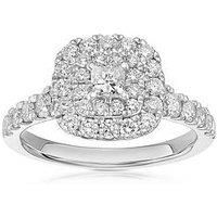 Ernest Jones Engagement Ring Platinum Cushion Shaped Double Halo 1Ct Diamond Ring