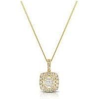 Ernest Jones 9Ct 050Ct Diamond Cushion Cluster Pendant Necklace - Gold