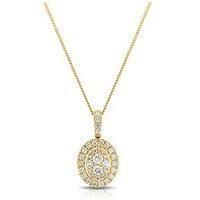 Ernest Jones 9Ct 050Ct Diamond Oval Cluster Pendant Necklace - Gold