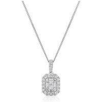 Ernest Jones 0.50Ct Diamond Emerald Shaped Pendant - Platinum