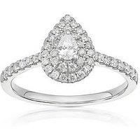 H. Samuel 9Ct Pear Shaped Double Halo 0.40Ct Diamond Ring - White Gold