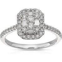 H. Samuel 9Ct Cluster Halo 0.50Ct Diamond Ring - White Gold