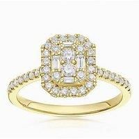 H. Samuel 9Ct Cluster Stone Set Shoulders 050Ct Diamond Ring - Gold