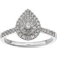 H. Samuel 14Ct Pear Shaped Double Halo 040Ct Diamond Ring - White Gold