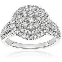 H. Samuel 9Ct Double Halo Cluster 1Ct Diamond Ring - White Gold