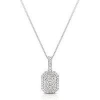 H. Samuel 9Ct 033Ct Diamond Rectangle Cluster Pendant Necklace - White Gold