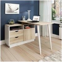 Teknik Bridge Home Office Computer Desk With Storage Sonoma Oak Effect