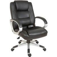 Teknik Office Lumbar Executive Massage Leather Chair in Black