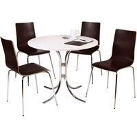 Teknik Office Loft Bistro Set with White Table and 4 Wenge Effect Chairs, none
