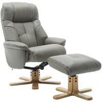 Teknik Denver Leather Look Recliner with Matching Footstool Grey, Grey