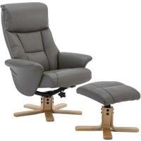 TEKNIK Montreal Luxury Leather Reclining Executive Chair with Footstool - Grey