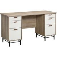 Teknik Avon Oak and White Desk with Leather Handles