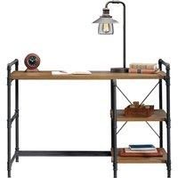 Teknik Office Iron Foundry Desk with Checked Oak effect finish