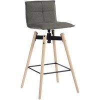 TEKNIK Spin 6977GREY Fabric & Metal Bar Stool Chair  Grey & Light Wood