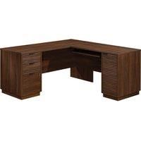 Teknik Office Elstree L-Shaped Desk, Mahogany