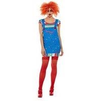 Smiffys 42947S Officially Licensed Chucky Costume, Women, Blue, S - UK Size 08-10