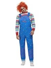 Smiffys 50265M Officially Licensed Chucky Costume, Men, Blue, M-Size 38"-40"