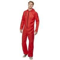 Smiffys Bank Robber Boiler Suit, Red with Zipped All in One, Cops & Robbers Fancy Dress, Adult Dress Up Costumes