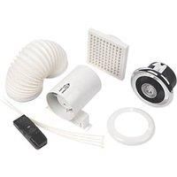 Manrose LEDSLKTC 100mm Axial Inline Bathroom Shower Extractor Fan Kit With LED Light with Timer Bright Chrome 240V (45818)