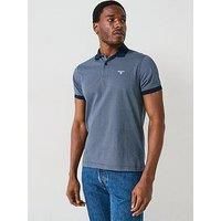 Barbour Shell Printed Short Sleeve Polo Shirt - Navy
