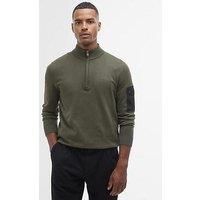 Barbour International Blades Cotton Half Zip Knitted Jumper - Khaki