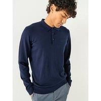 Barbour International Merlin Merino Long Sleeve Polo Shirt- Navy