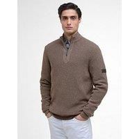 Barbour International Crawley Half Zip Knitted Jumper- Brown