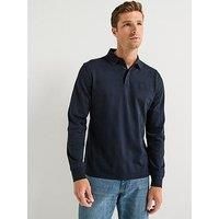 Barbour Waketown Tailored Fit Long Sleeve Polo Shirt- Navy