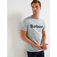 Barbour Short Sleeve Large Logo Slim Fit T-Shirt- Light Blue