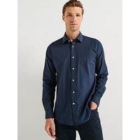 Barbour Throckley Pin Point Oxford Tailored Fit Shirt- Navy