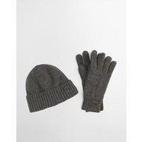 Barbour Carlton Knitted Beanie & Gloves Gift Set - Grey
