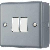 Masterplug MC542 - Metal Clad Double Twin Switch 2 Gang 2 Way Light Switch & Back Box