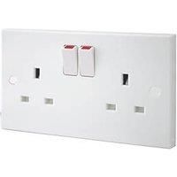 BG Electrical 922 - 13A 2 Gang Double Twin Switched Plug Socket Square Edge