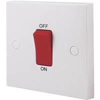 BG 975 WHITE SQUARE EDGE 45A Double Pole Single Plate Switch Home Office DYI