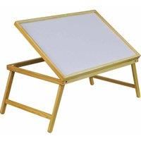 Folding Adjustable Wooden Bed Tray, Brown and White