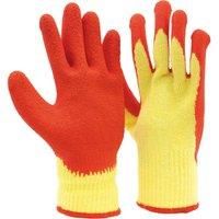 Gardening Gloves with Non Slip Latex Grip (Large, Cream and Red)