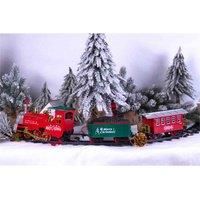 Home Festive Xmas Battery Operated Christmas Tree Musical Train Set with Smoke